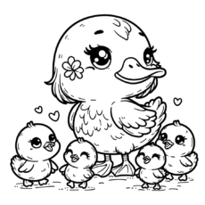 Cute Ducklings Coloring Page