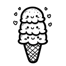 Cute Ice Cream Cone Coloring Page