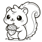 Cute Squirrel Coloring Page - Kawaii Coloring Pages